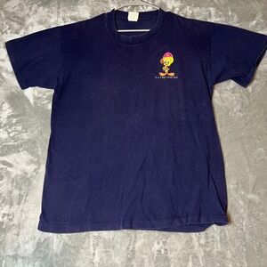 VTG 1996 Warner Bros Tweety Bird Embroidered‎ Navy Blue T Shirt XL Made in USA